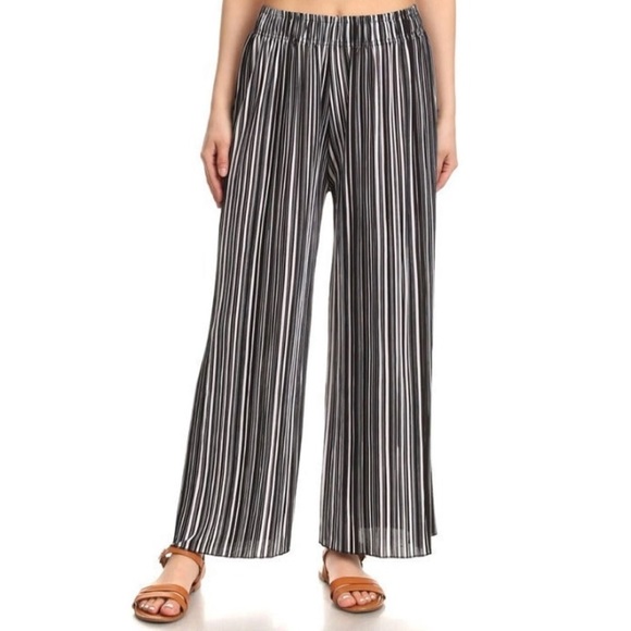 NWT High Waist Striped Palazzo Pants -OS - Picture 1 of 6